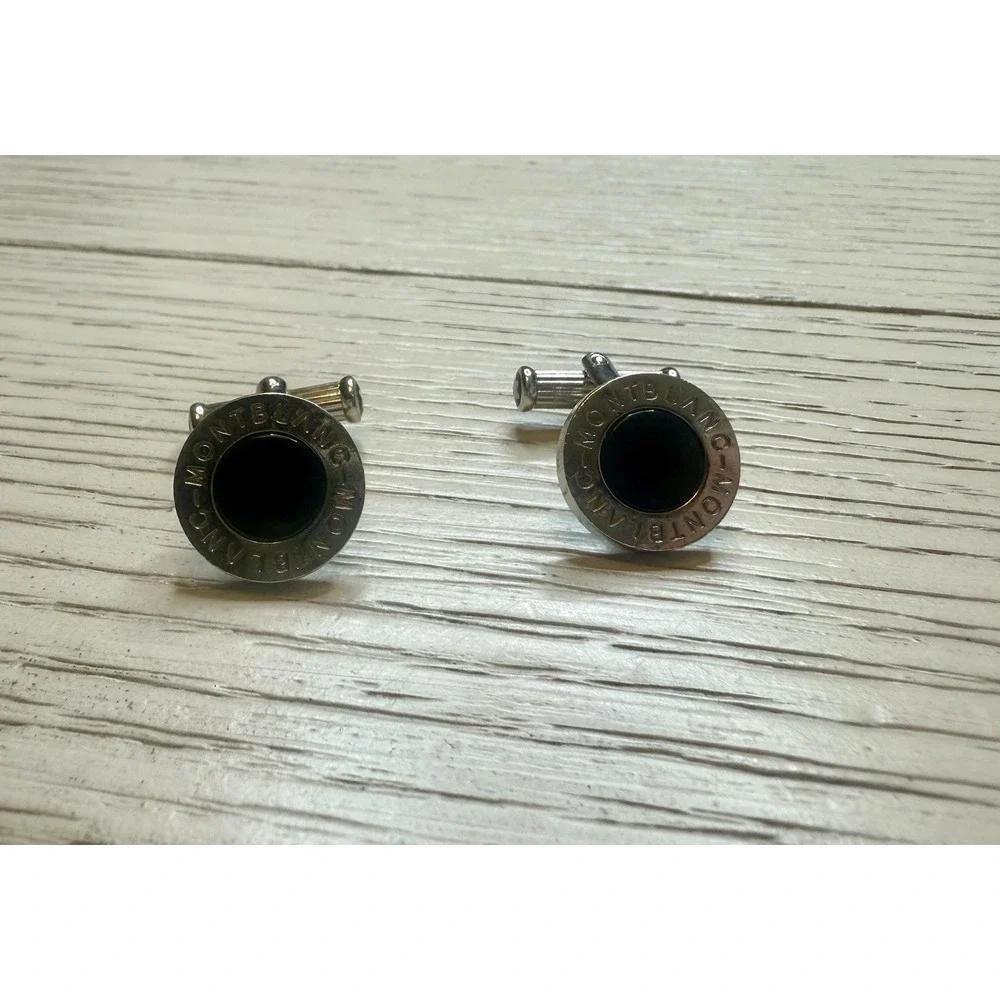 Montblanc Rare Vintage Stainless Steel Silver‎ And Black Cufflinks
